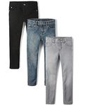 The Children's Place Boys' Basic Skinny Jeans 3-Pack, Black Wash/Dove Gray/Tide Pool 3 Pack, 6