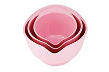 GWPP Melamine Plastic Round Salad Bowl with Pouring Spout & Anti-Slip Bottom, Set of 3 assorted sizes. for indoor Restaurant or Outdor Picnic and Camping. (Pink) T9410