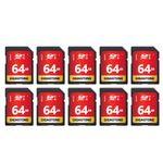 Gigastone 64GB 10-Pack SD Card UHS-I U1 Class 10 SDXC Memory Card High Speed Full HD Video Canon Nikon Sony Pentax Kodak Olympus Panasonic Digital Camera with 10 Mini Cases