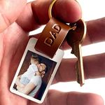 Pomchick Personalised Dad Photo PU Leather Keyring Father's Day Christmas Birthday Gift For Him Men Man Dad Daddy Father Uncle Grandad Grandpa Present Key Fob