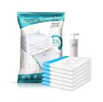 Roughhouse Ultra-Durable Vacuum Storage Bags Pack of 5[2 Small, 2 Medium, 1 Large] Space Saver for Clothes and More- Airtight, Reusable Compression Bags with Double-Zip Seal, Free Pump