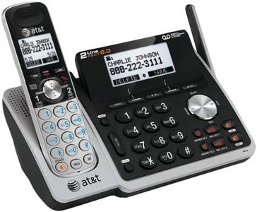 AT&T TL88102 DECT 6.0 2-Line Expandable Cordless Phone with Answering System and Dual Caller ID/Call Waiting, 1 Handset, Silver/Black