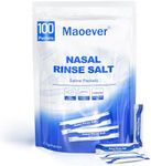 Neti Pot Salt Packets, Individually 100 Saline Packets, Nasal Wash Refill Kit | Sinus Rinse Packets for Neti Pots | Nasal Irrigation System | Nasal Rinse | Sinus Relief | Nose Washing