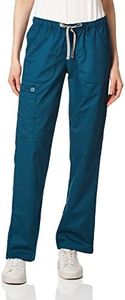 WonderWink Women's Petite-Plus-Size Wonderwork Straight Leg Cargo Scrub Pant, Caribbean, X-Small