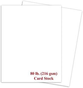 White Thick Paper Cardstock - for Business Card, Art, Invitations, Stationary Printing | 80 lb Card Stock | 8.5 x 11 inch | Heavy Weight Cover Stock (216 gsm) | 8 1/2 x 11 | 50 Sheets Per Pack