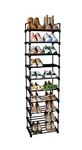 CUQOO 10 Tier Narrow Shoe Rack - Sturdy Metal Shoe Rack Footwear Storage | Quick Assembly No Tools Required | Anti-Rust Coating Shoe Organiser for Hallway Bedroom Bathroom | Space Saving Rack