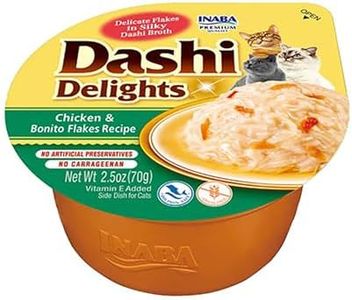 INABA Dashi Delights - Trozos en Caldo de Pollo y Escamas de Bonito - Topping - Alto Contenido en proteínas - Ingredientes Naturales - Delicioso y Saludable - Comida para Gatos - 1 × 70 g