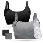 Momcozy Pumping Bra,Hands Free Pumping Bra 2 Pack Supportive Comfortable All Day Wear Pumping and Nursing Bra in One,S-XXL