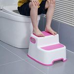 DROZIP 2 Step Stool for Kids || Toddler Stool for Toilet Potty Training || Slip Resistant Soft Grip for Safety as Bathroom Potty Stool & Kitchen Step Stool || Dual Height & Wide Two Step ||1 Pack