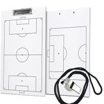 Coach Board, Football Coaching Board, Dry Erase Soccer Coaching Board, Double-Sided Coach Clipboard, White Board for Coaches with Sports Whistles