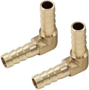 Auvotuis 2Pcs 5/16 Inch Brass Hose Barb Elbow 90 Degree L Right Angle Elbow 8mm Hose ID Barb Reducer Union Water/Fuel/Air