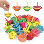 Annhao 30 Pcs Colorful Wooden Spinning Top for Kids, Mini Creative Decompression Gyro, Party bag toys, Kids party bag fillers for kids unisex, Birthday Gift for Children aged 3-7 years (Random Colors)