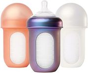 Boon NURSH Reusable Silicone Pouch Baby Bottles — Stage 2 Medium Flow — Metallic— Baby Bottle with Collapsible Silicone Pouch Design — 8 Oz — 3 Count