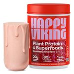 Happy Viking Strawberry Protein + Superfoods Powder, Created by Venus Williams, 20G Protein, Low Carb, Keto, Vegan, Gluten-Free, Non-GMO, Superfoods, Complete Meal Replacement, 1 Canister (24 oz.)