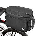 WOTOW Bicycle Rack Rear Bag, Water-Resistant Pannier Bags for Bike Insulated Truck Bag with 10L Capacity Side Pocket Reflective Strap & Rain Cover for Outdoor, Traveling,Commuter (Black)