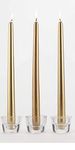 Kigs Enterprise 3 Pcs 9.5 Inch Designer Golden Taper Candles 9.5 inch Long for Party,Daily use, Candle (Pack of 3 Pcs, Matellic Golden)