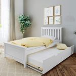 Max & Lily Solid Wood Twin-Size Bed with Trundle Bed, White