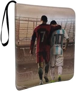 JHomluxy Soccer Card Binder Fits 400 Cards, 4-Pocket for Double-Sided Cards Storage with 50 Removable Sleeves, 3 Ring Binder Organizer Storage Boys Kids Gift