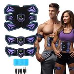 Abs Stimulator EMS Muscle Stimulator, Rechargeable Electric Abdominal Muscle Toner Abs Trainer with 10 Gel Pads, Fitness Training for Abdominal/Arm/Leg Training, 6 Modes & 15 Intensities (Beetle)