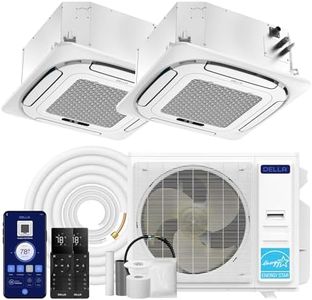 DELLA 42,000 BTU 2 Zone (23K+23K) Ceiling Cassette Mini Split AC, Ultra Heat -13℉, 360° Airflow, Covers 960 Sq.Ft, Energy Star, 22 SEER2, 208-230V, Work with Alexa, Pre-Charged Heat Pump, 25ft Kits