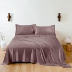 THXSILK 100% Silk Sheet Set, 7A+ Silk Sheet Set Soft Breathable, Luxury Bedding (1 Flat Sheet, 1 Fitted Sheet, 2 Pillow Shams) King, Purple