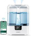 MORENTO Smart Humidifiers for Bedroom Large Room Home, 6L Cool Mist Top Fill Humidifiers with Essential Oil Diffuser, 7 Color NightLight, Smart App & Voice Control, for Nursery and Plants, White