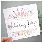 On Your Wedding Day Card | Newly Married Congrats Card | Ceremony Card Husband Wife | Mr Mrs | Mr Mr | Mrs Mrs | Rainbow Florals | 148mm Square Modern Greeting Card