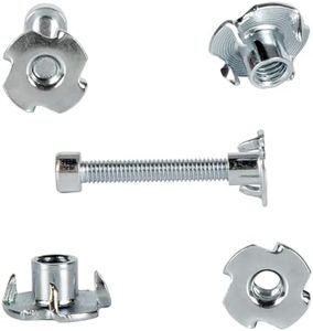 6mm 100 Pack T Nuts Zinc-Plated Steel Corrosion Resistant 5/16" Barrel Length 4 Pronged Tee Nut for Rock Climbing Holds Woodworking Projects and DIY Projects