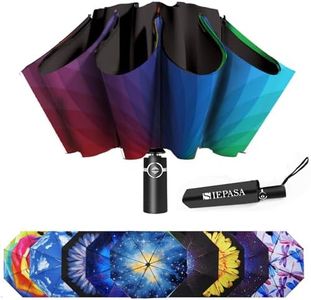 SIEPASA Inverted Umbrella, Large Windproof Compact Umbrellas for Rain & Sun, Compact Reverse Umbrella,Automatic Travel Folding Umbrella for Women Men. (Rainbow colors)