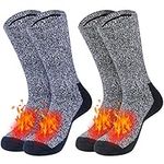 Justay Comf 2 Pairs Men's Wool Socks, 80% Merino, Hiking Walking Thermal Athletic Socks for Winter Outdoor Recreation Trekking Climbing Gray blue + gray black M