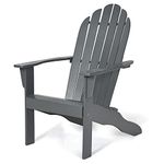 COSTWAY Adirondack Chair, Weather Resistant Acacia Wood Garden Chair, Outdoor Armchair Adirondack Lounger Patio Chair Furniture for Fire Pit, Beach, Deck and Poolside (Grey)