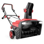 ECOMAX 19.5 Inch 15 AMP Corded Electric Snow Blower with Double LED Lights, Overload Protection, 180° Rotatable Chute, 2100 RPM, 30FT Throw Distance for Driveway Walking Path Yards, ELG10