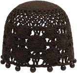 ZLYC Women Cotton Crochet Skull Cap Handmade Knit Cutout Floral Beanie Hat, Bead Coffee, One Size