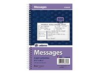 Adams Phone Message Book, 8.5 x 5.25 Inch, Spiral Bound, 2-Part, Carbonless, 3 Messages per Page, 300 Sets, White and Canary (SC8603D)