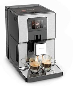 KRUPS Machine à café grain, Pression 15 bars, 17 boissons, Cafetière grain avec broyeur, Système One Touch Cappuccino, Écran tactile, Voyants lumineux, Intuition Expérience, Noir EA876D10