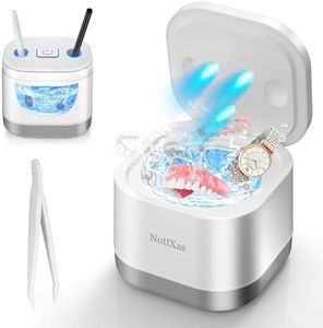 Ultrasonic Retainer Cleaner for Dentures,45KHz Ultrasonic Jewelry Cleaner with UV Dentures Cleaner,Ultrasonic Cleaner Two Clean Modes for Jewelry,Whitening Trays, Toothbrush Head, Mouth Guard