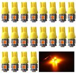 EverBright 20PCS Yellow T10 / 194 168 W5W 5 SMD 5050 LED Bulb For Car Replacement Lights Clearance Wedge/License Plate/Instrument Lamp Door/Width/Reading Light Interior Lamp