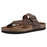 WHITE MOUNTAIN Women's Happier Footbed Sandal, Brown/Leather, 7 UK