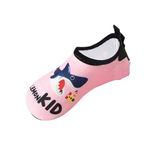 Shebsheb Water Shoes Kids Girls Boys, Toddler Quick-dry And Slipstop Socks Aqua Kids Pool Shoes for Beach Swimming Pool Water Park, Pink-Shark, 26/27 EU