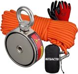 MUTUACTOR Neodymium Fishing Magnet,Double Sided Combined 1100lbs Powerful Fishing Magnet Heavy Duty with 65Ft Salvage Rope,Durable Gloves,Waterproof Bag for Retrieving Tools Find Treasure