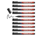 edding 370 - black - box of 10 - fine bullet nib 1 mm - waterproof, quick-drying - multi-purpose marker, universal pen - for cardboard, plastic, wood, metal, glass, pebbles, canvas