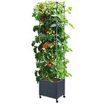 LINEX Raised Garden Bed Planter Box with Trellis, 67.6” Tomato Planters for Climbing Plants Vegetable Vine Flowers Outdoor Patio, Tomatoes Cage w/Self-Watering & Wheels…