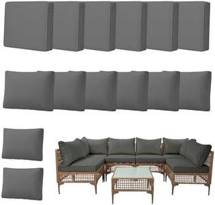 14pcs Outdoor Patio Cushion Covers Replacement, 25.6" Zippered Outdoor Cushion Covers Waterproof, UV Resistant & Washable Patio Furniture Cushion Covers Waterproof for Patio Sectional, Lght Grayi