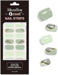 MelodySusie Qcoat Fully Cured Gel Nail Strips (Milky Green Waves) - UV Free Nail Polish Strips, Salon-Quality, Long Lasting Gel Nail Stickers, Includes 22 Nail Wraps