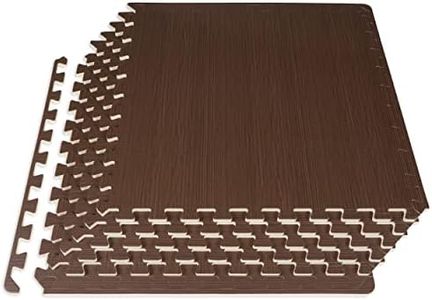 ProsourceFit Wood Grain Puzzle Mat 1/2-in, 6 EVA Foam Interlocking Floor Tiles (24SQ FT) for Secure Indoor Room Workout Flooring and Playmat, Dark Walnut