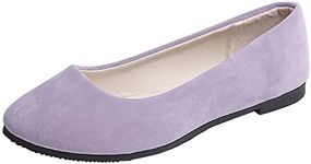 Flat Shoes for Women Slip On Comfortable Walking Ballerina Shoes Ladies Cute Ballet Flats Pumps Low Wedge Dolly Shoes Light Purple,9