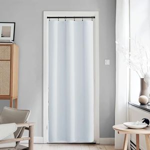 NICETOWN Doorway Curtains, Closet Door Window for Bedroom, Thermal Insulated Noise Reducing Room Darkening French Door Curtains for Glass Door Office, 42" Wide x 80" Long, 1 Panel, Greyish White