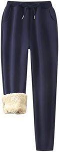 Flygo Womens Sherpa Lined Athletic Sweatpants Winter Active Joggers Fleece Pants(02 Navy-L)