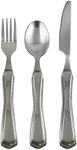 Essential Medical Supply Heavy Duty Weighted Stainless Steel Utensil Set with Fork, Knife and Spoon for Easy Eating