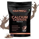 NAKPRO Calcium Caseinate | 26.81g Protein, 5.12g BCAA | Helps in Muscle Recovery | Slow Absorbing, Slow Digesting, Low Carbs Casein Protein Powder (1 Kg, Cookies & Cream)